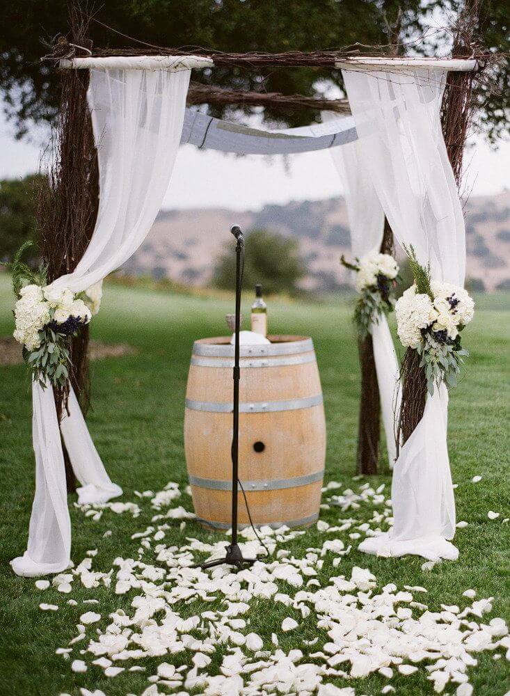 Rustic wedding ceremony aisle decor