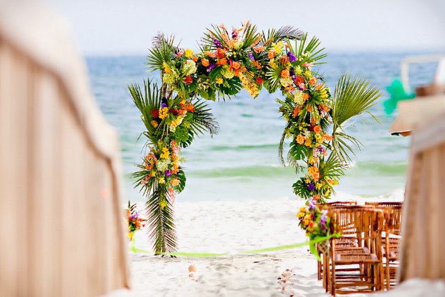 tropical wedding arch