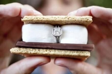 marry me ring in s'more campfire treat