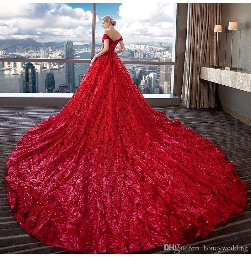 DHGates red weddings dresses