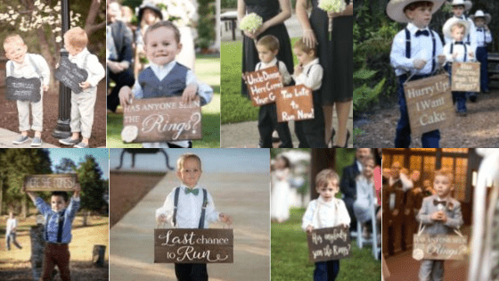 Look at the adorable signs carried by  handsome little dudes