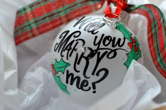wedding-proposal Christmas ornament and the ring