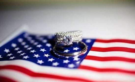 American flag with wedding bands