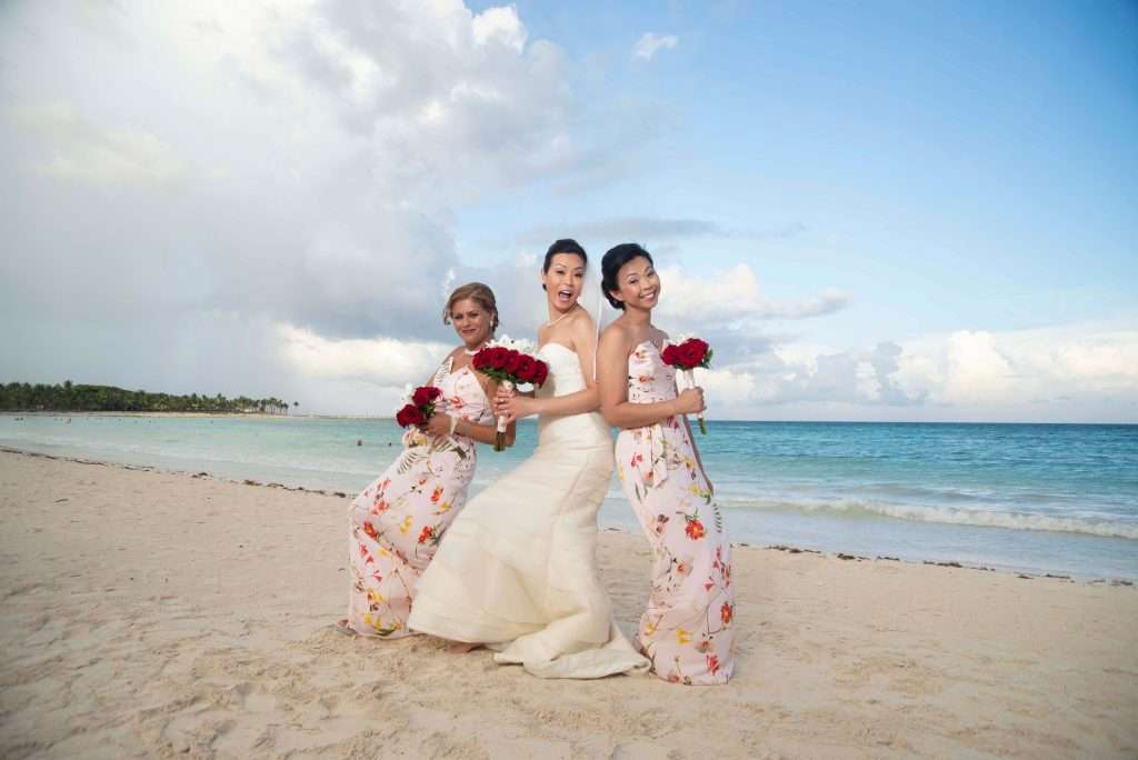 Beach wedding floral bridesmaid dress
