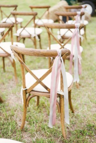 Ribbon chair decor for rustic wedding idea
